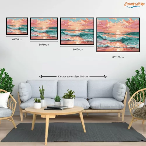 Aranyló hullámok nyugalma - számfestő készlet - Számfestő.hu - 60×70cm - Keret nélkül