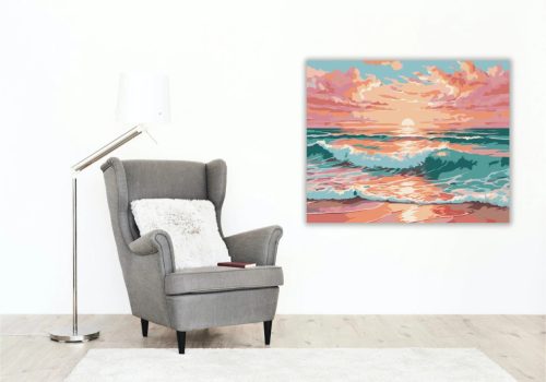 Aranyló hullámok nyugalma - számfestő készlet - Számfestő.hu - 80×100cm - Keretre feszítve