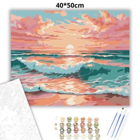 Aranyló hullámok nyugalma - számfestő készlet - Számfestő.hu - 40×50cm - Keret nélkül