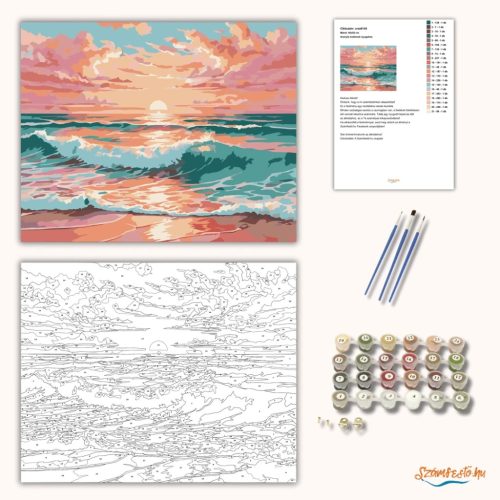 Aranyló hullámok nyugalma - számfestő készlet - Számfestő.hu - 40×50cm - Keret nélkül