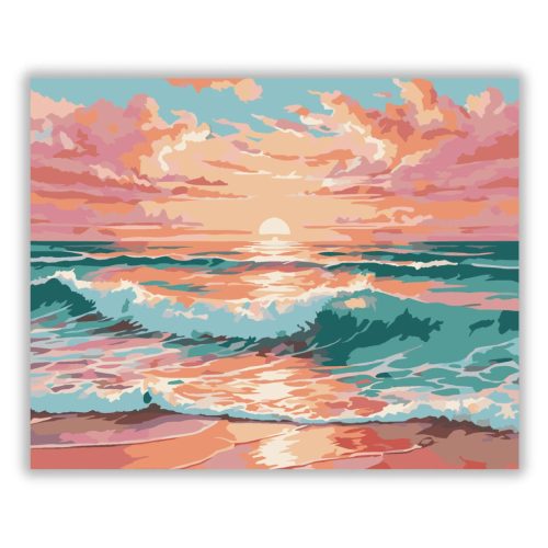 Aranyló hullámok nyugalma - számfestő készlet - Számfestő.hu - 40×50cm - Keretre feszítve