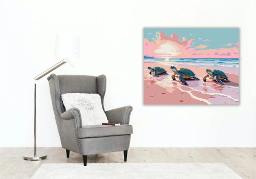 Teknősök a parton - számfestő készlet - Számfestő.hu - 40×50cm - Keret nélkül