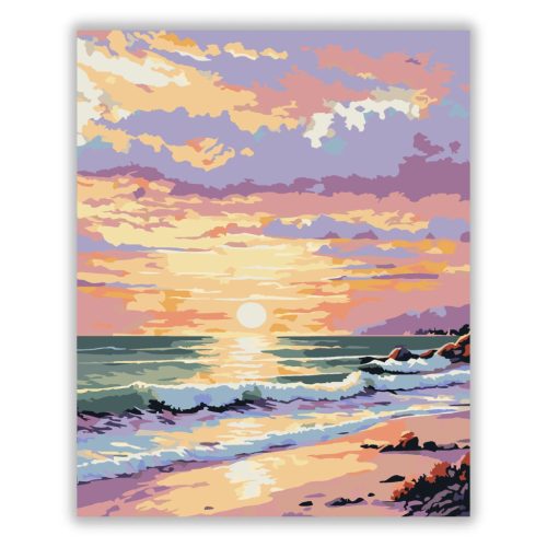 Aranyló tengerpart - számfestő készlet - Számfestő.hu - 50×60cm - Keret nélkül