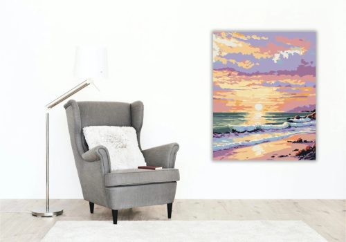 Aranyló tengerpart - számfestő készlet - Számfestő.hu - 50×60cm - Keret nélkül