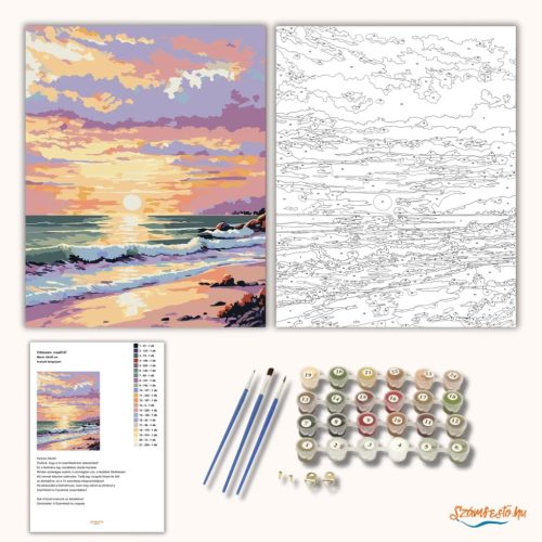 Aranyló tengerpart - számfestő készlet - Számfestő.hu - 80×100cm - Keret nélkül