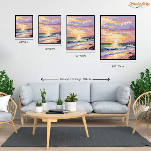 Aranyló tengerpart - számfestő készlet - Számfestő.hu - 80×100cm - Keret nélkül