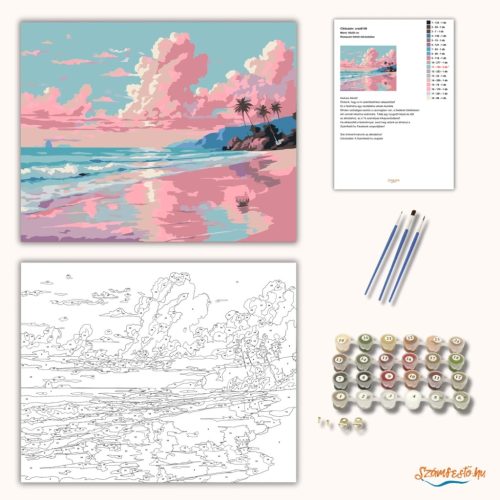 Rózsaszín felhők tükröződése - számfestő készlet - Számfestő.hu - 60×70cm - Keret nélkül