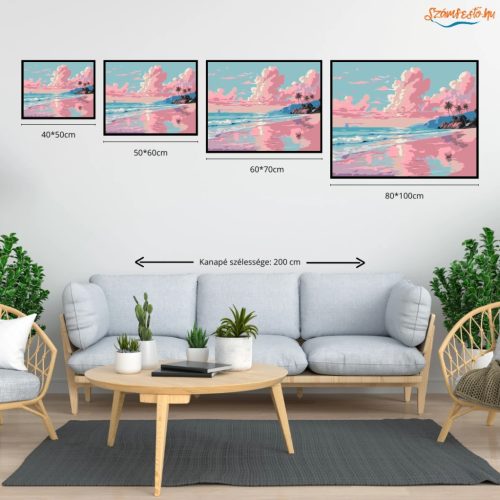 Rózsaszín felhők tükröződése - számfestő készlet - Számfestő.hu - 60×70cm - Keret nélkül