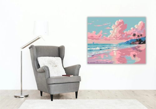 Rózsaszín felhők tükröződése - számfestő készlet - Számfestő.hu - 60×70cm - Keret nélkül