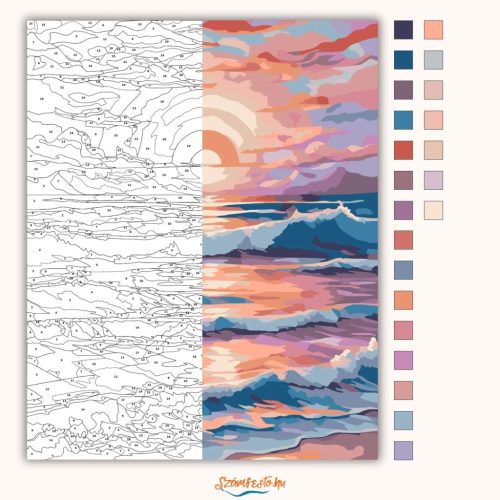 Pasztelles fénycsík - számfestő készlet - Számfestő.hu - 40×50cm - Keretre feszítve