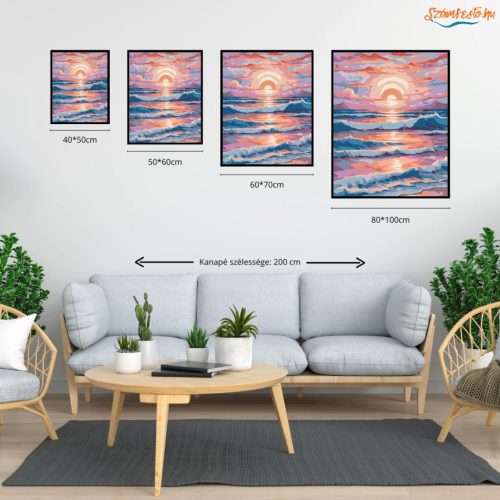 Pasztelles fénycsík - számfestő készlet - Számfestő.hu - 40×50cm - Keretre feszítve