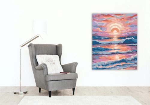 Pasztelles fénycsík - számfestő készlet - Számfestő.hu - 40×50cm - Keretre feszítve