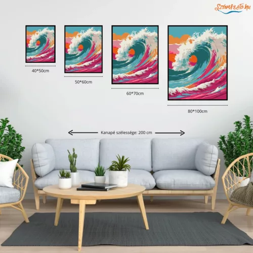 Színes hullám - számfestő készlet - Számfestő.hu - 40×50cm - Keret nélkül