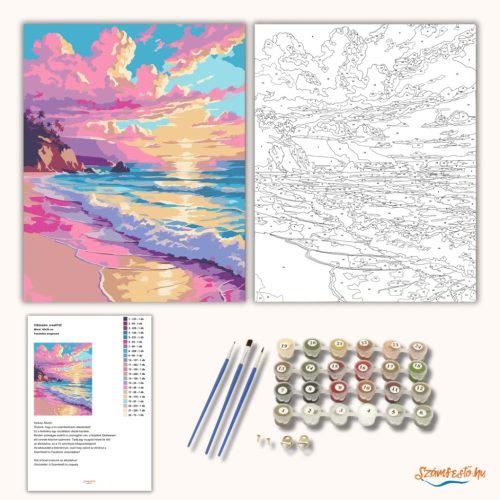 Pasztelles tengerpart - számfestő készlet - Számfestő.hu - 50×60cm - Keret nélkül