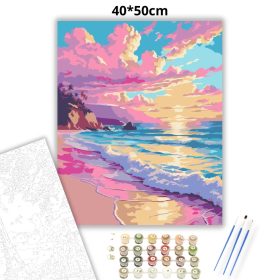 Pasztelles tengerpart - számfestő készlet - Számfestő.hu - 40×50cm - Keret nélkül