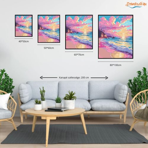 Pasztelles tengerpart - számfestő készlet - Számfestő.hu - 40×50cm - Keret nélkül