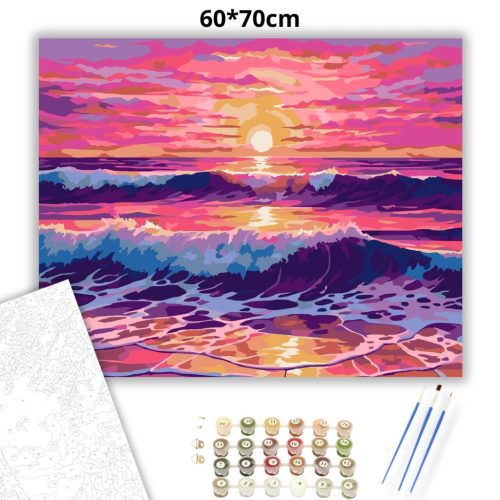 Élénk hullámok - számfestő készlet - Számfestő.hu - 60×70cm - Keret nélkül