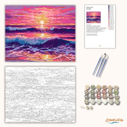 Élénk hullámok - számfestő készlet - Számfestő.hu - 60×70cm - Keret nélkül