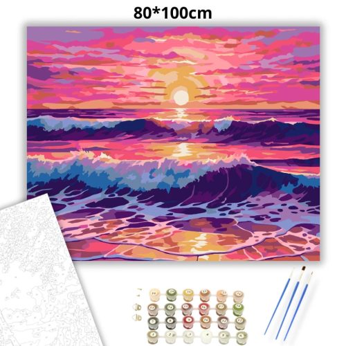 Élénk hullámok - számfestő készlet - Számfestő.hu - 80×100cm - Keretre feszítve