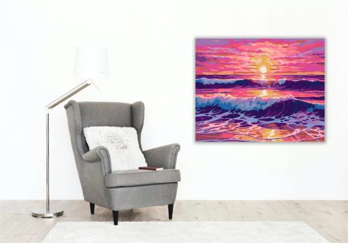 Élénk hullámok - számfestő készlet - Számfestő.hu - 80×100cm - Keret nélkül