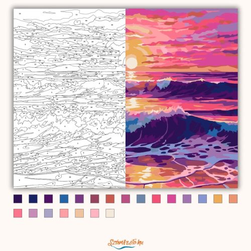 Élénk hullámok - számfestő készlet - Számfestő.hu - 40×50cm - Keret nélkül