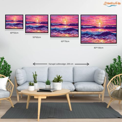 Élénk hullámok - számfestő készlet - Számfestő.hu - 40×50cm - Keretre feszítve