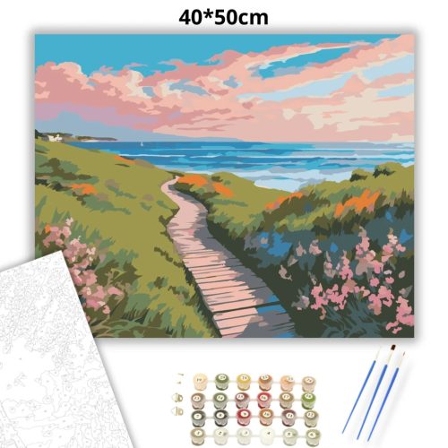 Békés tengeri ösvény - számfestő készlet - Számfestő.hu - 40×50cm - Keret nélkül