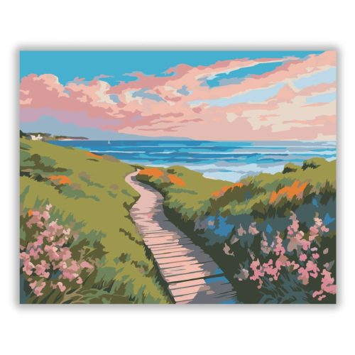 Békés tengeri ösvény - számfestő készlet - Számfestő.hu - 40×50cm - Keret nélkül