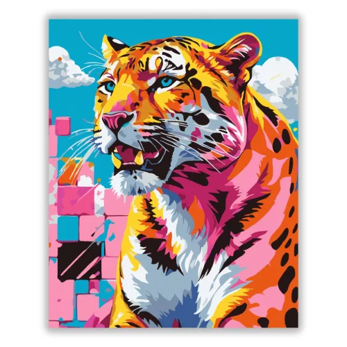 Vibráló párduc tekintet - számfestő készlet - Számfestő.hu - 50×60cm - Keret nélkül