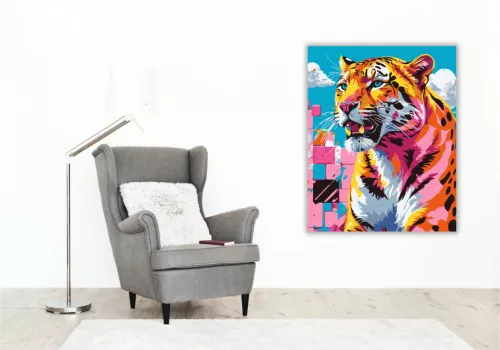 Vibráló párduc tekintet - számfestő készlet - Számfestő.hu - 60×70cm - Keret nélkül