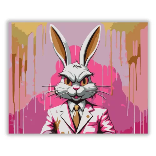 Főnöki nyúl - számfestő készlet - Számfestő.hu - 50×60cm - Keret nélkül