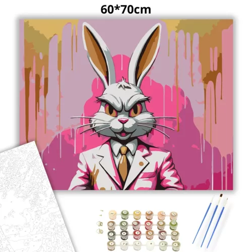 Főnöki nyúl - számfestő készlet - Számfestő.hu - 60×70cm - Keret nélkül