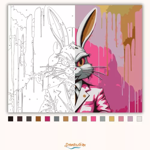 Főnöki nyúl - számfestő készlet - Számfestő.hu - 40×50cm - Keret nélkül