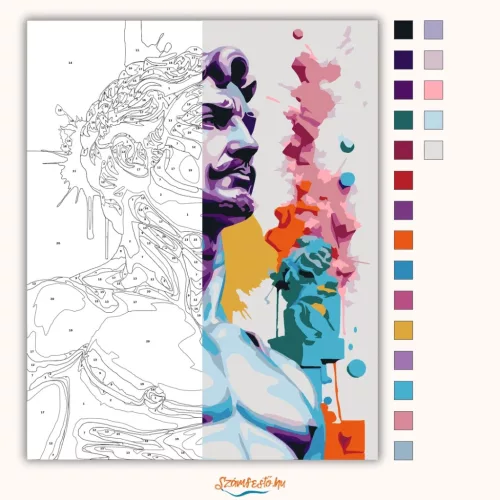 Vibráló mellszobor - számfestő készlet - Számfestő.hu - 40×50cm - Keretre feszítve