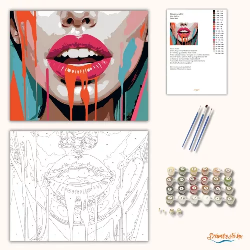 Csábító ajkak - számfestő készlet - Számfestő.hu - 60×70cm - Keretre feszítve