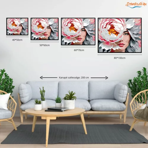 Titokzatos bazsarózsa pillantás - számfestő készlet - Számfestő.hu - 40×50cm - Keretre feszítve