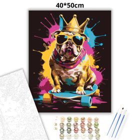 Gördeszkás bulldog - számfestő készlet - Számfestő.hu - 40×50cm - Keret nélkül