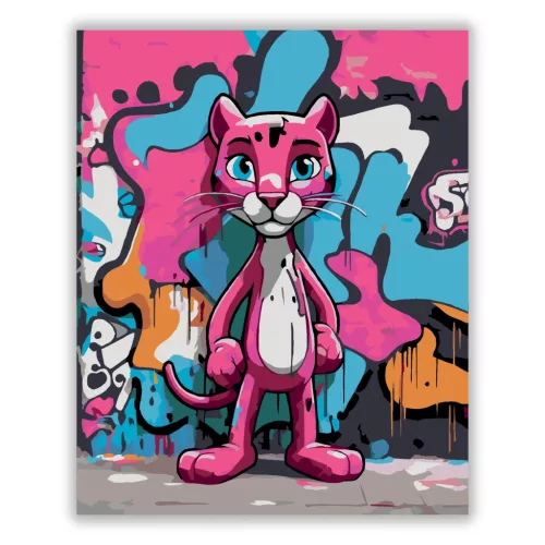Graffitis párduc - számfestő készlet - Számfestő.hu - 60×70cm - Keret nélkül