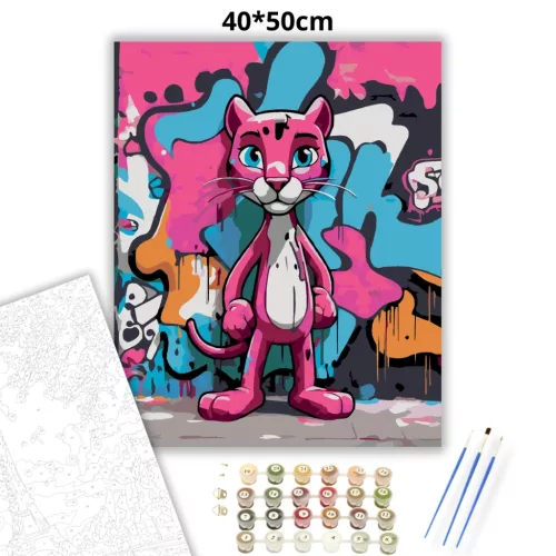 Graffitis párduc - számfestő készlet - Számfestő.hu - 40×50cm - Keret nélkül
