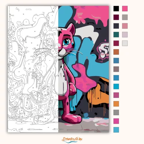 Graffitis párduc - számfestő készlet - Számfestő.hu - 40×50cm - Keret nélkül