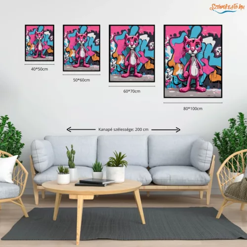 Graffitis párduc - számfestő készlet - Számfestő.hu - 40×50cm - Keret nélkül