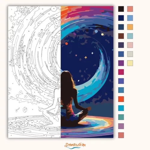 Elmélyült meditáció - számfestő készlet - Számfestő.hu - 50×60cm - Keret nélkül