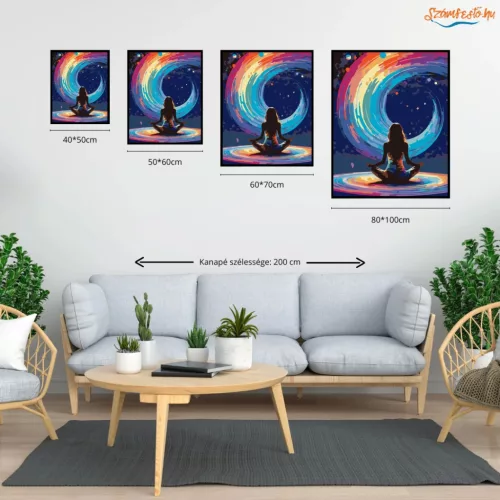 Elmélyült meditáció - számfestő készlet - Számfestő.hu - 50×60cm - Keret nélkül