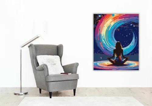 Elmélyült meditáció - számfestő készlet - Számfestő.hu - 60×70cm - Keret nélkül