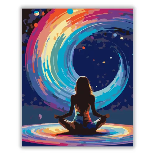 Elmélyült meditáció - számfestő készlet - Számfestő.hu - 80×100cm - Keretre feszítve