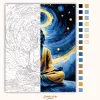 Misztikus Buddha a csillagok alatt - számfestő készlet - Számfestő.hu - 40×50cm - Keret nélkül