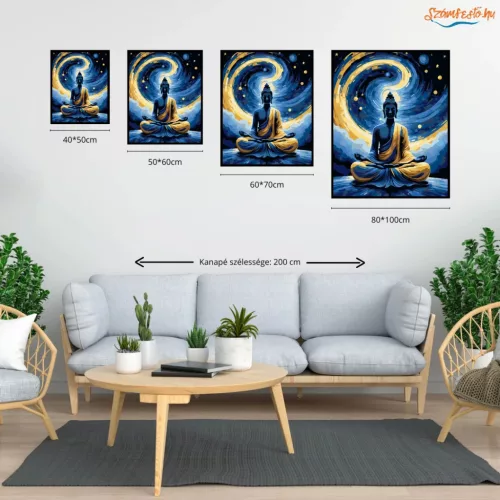 Misztikus Buddha a csillagok alatt - számfestő készlet - Számfestő.hu - 40×50cm - Keret nélkül