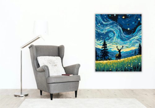 Csillagfényes szarvas - számfestő készlet - Számfestő.hu - 40×50cm - Keret nélkül