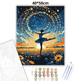 Aranyló balerina sziluett - számfestő készlet - Számfestő.hu - 40×50cm - Keret nélkül