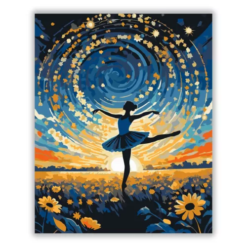 Aranyló balerina sziluett - számfestő készlet - Számfestő.hu - 40×50cm - Keret nélkül